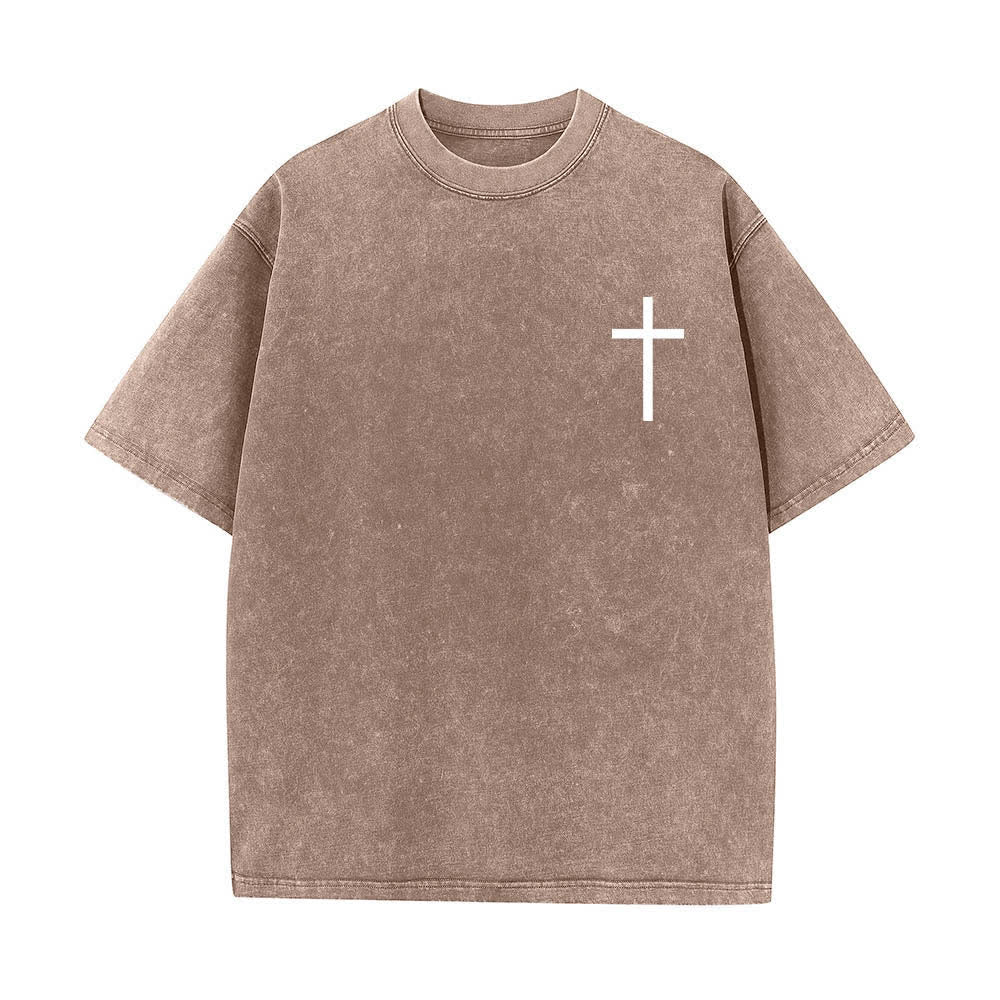 Christianartworkshop Dual-Side Philippians 4:13 Cross Scripture Letter Print Washed T-shirt - image 26
