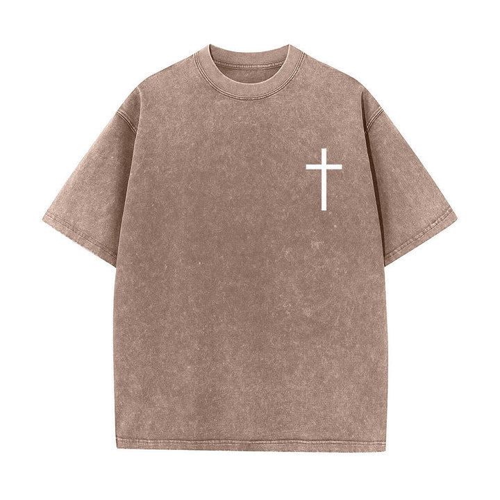 Christianartworkshop Dual-Side Philippians 4:13 Cross Scripture Letter Print Washed T-shirt - image 26
