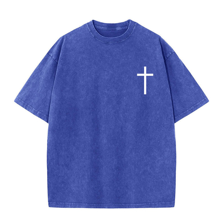 Christianartworkshop Dual-Side Philippians 4:13 Cross Scripture Letter Print Washed T-shirt - image 23