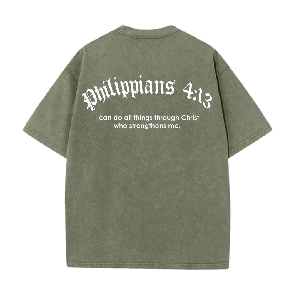 Christianartworkshop Dual-Side Philippians 4:13 Cross Scripture Letter Print Washed T-shirt - image 19