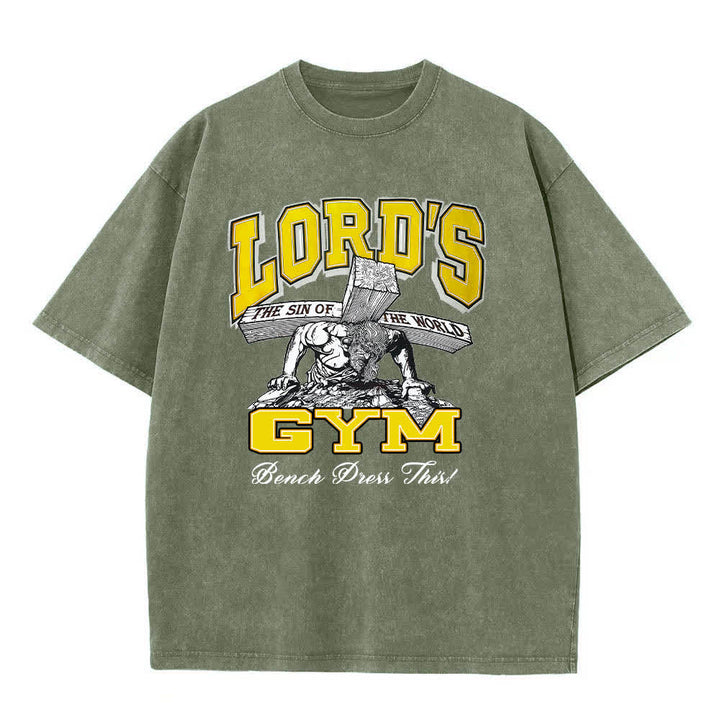 Christianartworkshop Dual-Side Lord's Gym His Pain Your Gain Graphic Letter Print Washed T-shirt - image 22