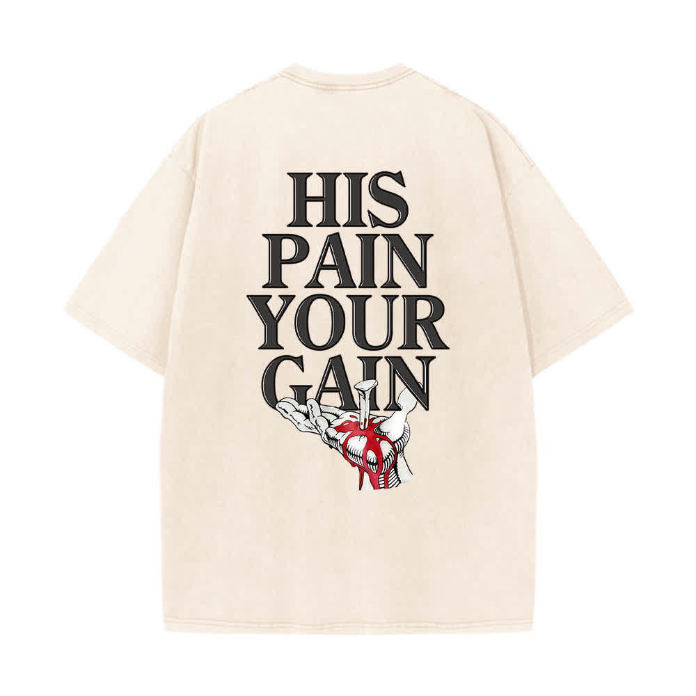 Christianartworkshop Dual-Side Lord's Gym His Pain Your Gain Graphic Letter Print Washed T-shirt - image 14