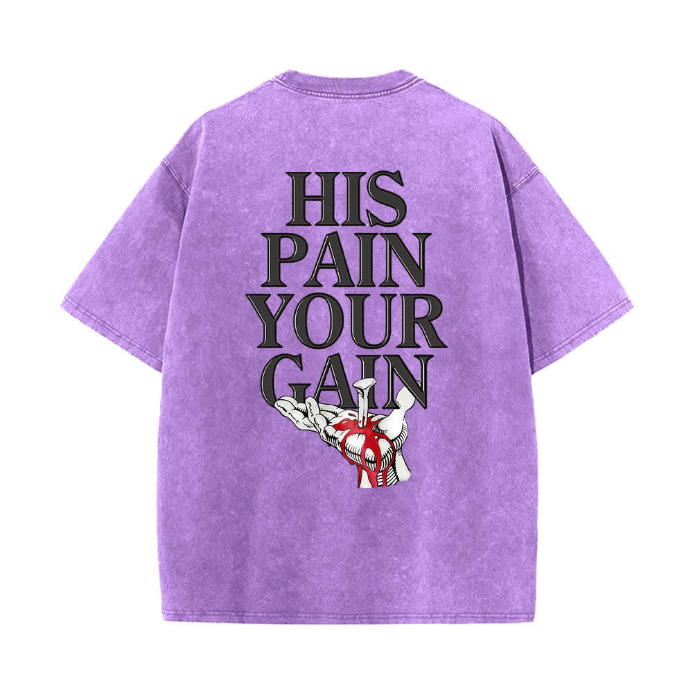 Christianartworkshop Dual-Side Lord's Gym His Pain Your Gain Graphic Letter Print Washed T-shirt - image 17