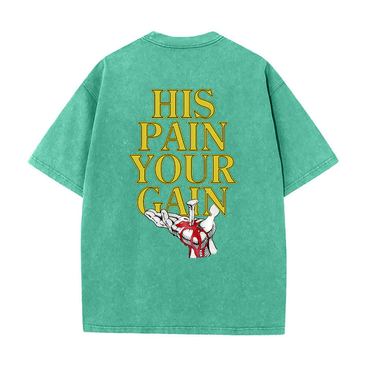 Christianartworkshop Dual-Side Lord's Gym His Pain Your Gain Graphic Letter Print Washed T-shirt - image 8