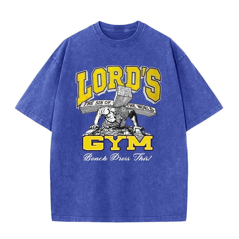Christianartworkshop Dual-Side Lord's Gym His Pain Your Gain Graphic Letter Print Washed T-shirt - image 25
