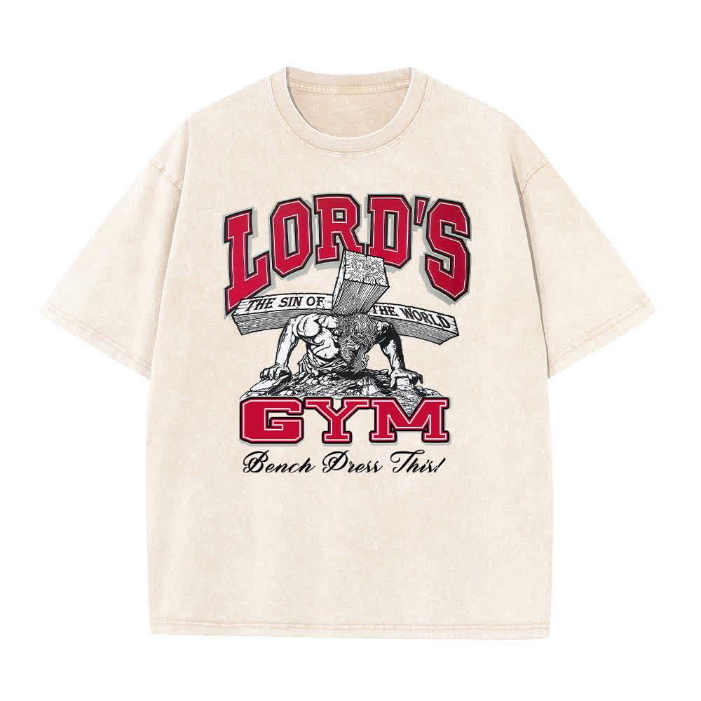 Christianartworkshop Dual-Side Lord's Gym His Pain Your Gain Graphic Letter Print Washed T-shirt - image 13