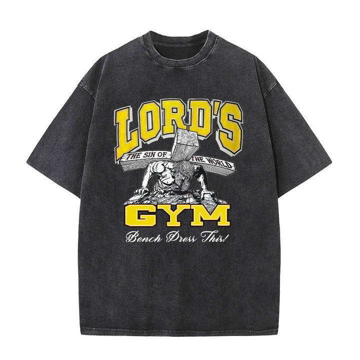 Christianartworkshop Dual-Side Lord's Gym His Pain Your Gain Graphic Letter Print Washed T-shirt - image 10