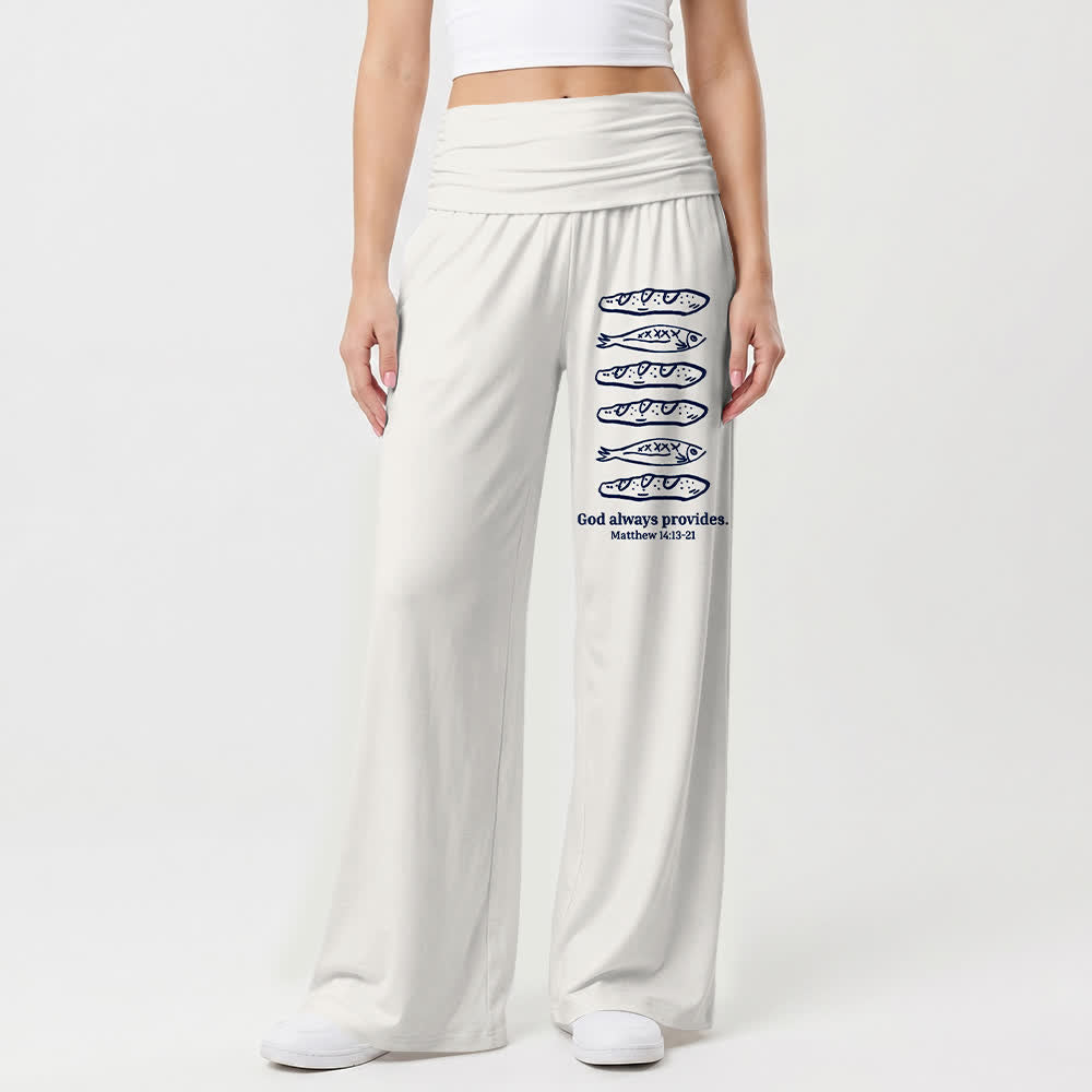Christianartworkshop Loaves And Fish God Always Provides Scripture Art Casual Faith Women’s Wide Leg Pants - image 10