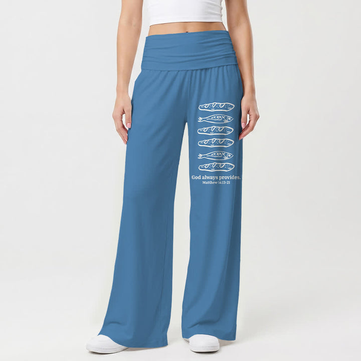 Christianartworkshop Loaves And Fish God Always Provides Scripture Art Casual Faith Women’s Wide Leg Pants - image 7