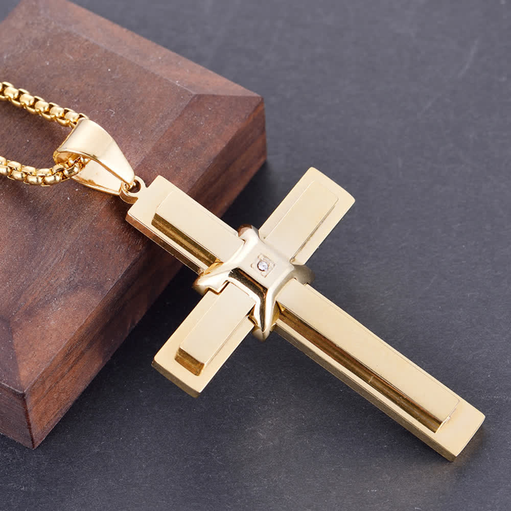 Christianartworkshop Layered Cross Pendant Necklace: Symbol of Faith and Eternal Grace - Golden - image 3