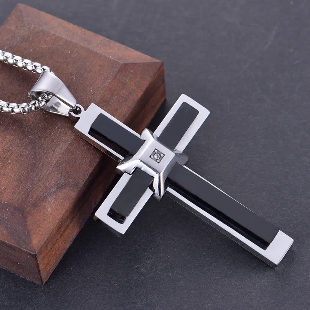 Christianartworkshop Layered Cross Pendant Necklace: Symbol of Faith and Eternal Grace - Black - image 1