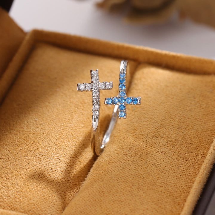 Christianartworkshop Sparkling Cross Bypass Adjustable Ring - image 3