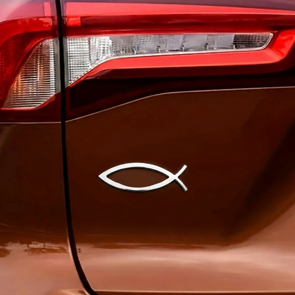 Christianartworkshop Minimalist Hollow Ichthys Fish Outline Car Sticker: A Symbol of Abiding Faith & Roadside Divine Protection - image 1