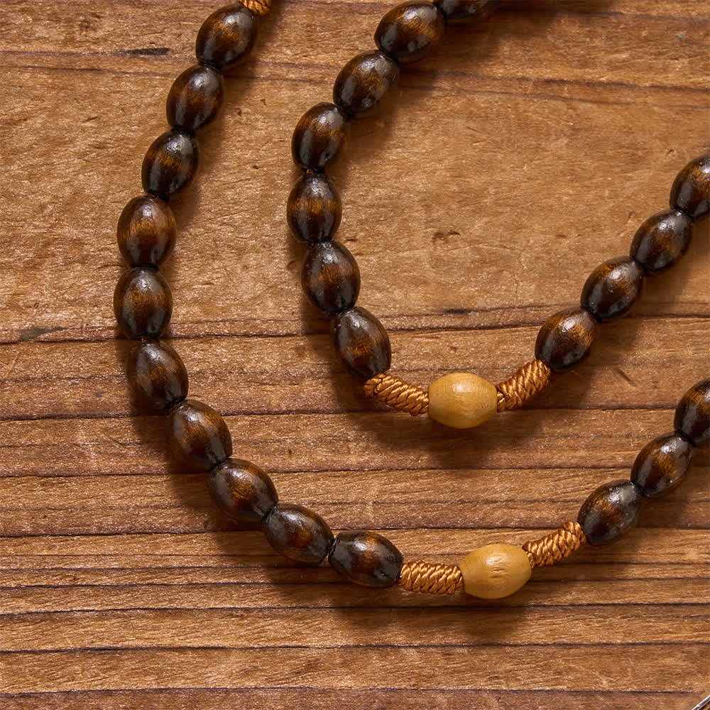 Christianartworkshop Earthy Textured Natural Wood Bead Knotted Rosary: For Private Silent Meditation - image 3