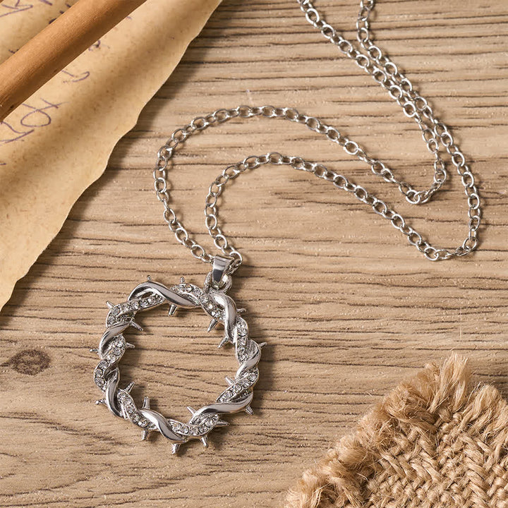 Christianartworkshop Paved Zircon Open Circle Crown of Thorns Pendant Necklace: Emblem of Sacred Redeeming Grace - image 2