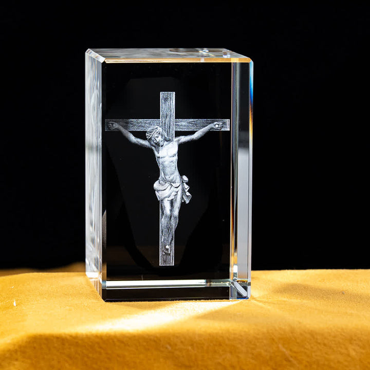 Christianartworkshop Multi-Design Engraved Sacred Crystal Figurine For Desktop Display & Devotional Home Decor - Crucifixion of Jesus - 5x5x8cm - image 11