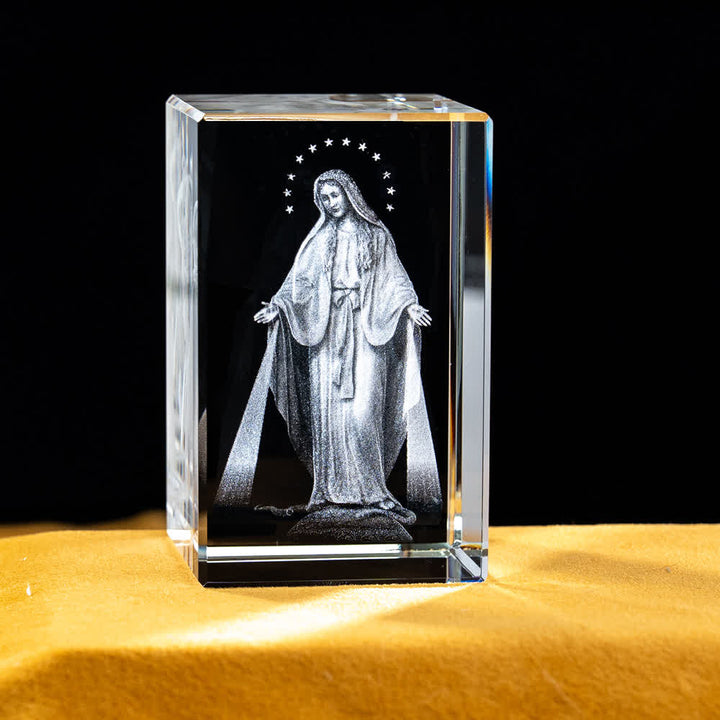 Christianartworkshop Multi-Design Engraved Sacred Crystal Figurine For Desktop Display & Devotional Home Decor - Miraculous Virgin Mary - 5x5x8cm - image 13