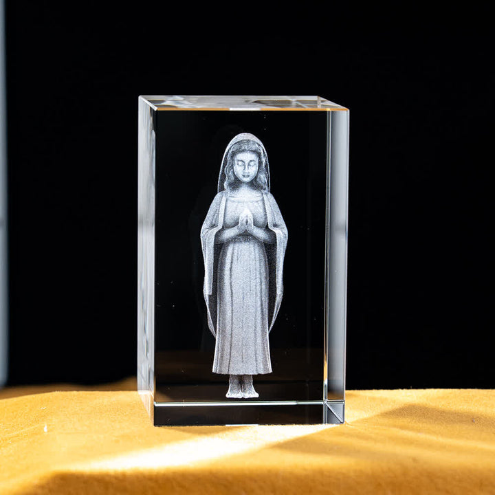 Christianartworkshop Multi-Design Engraved Sacred Crystal Figurine For Desktop Display & Devotional Home Decor - Praying Virgin Mary - 5x5x8cm - image 27
