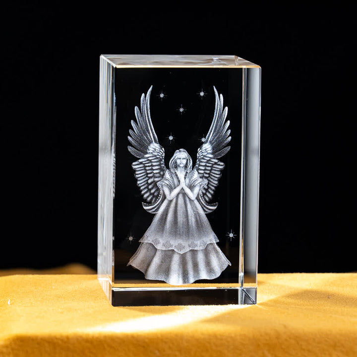 Christianartworkshop Multi-Design Engraved Sacred Crystal Figurine For Desktop Display & Devotional Home Decor - Praying Angel - 5x5x8cm - image 25