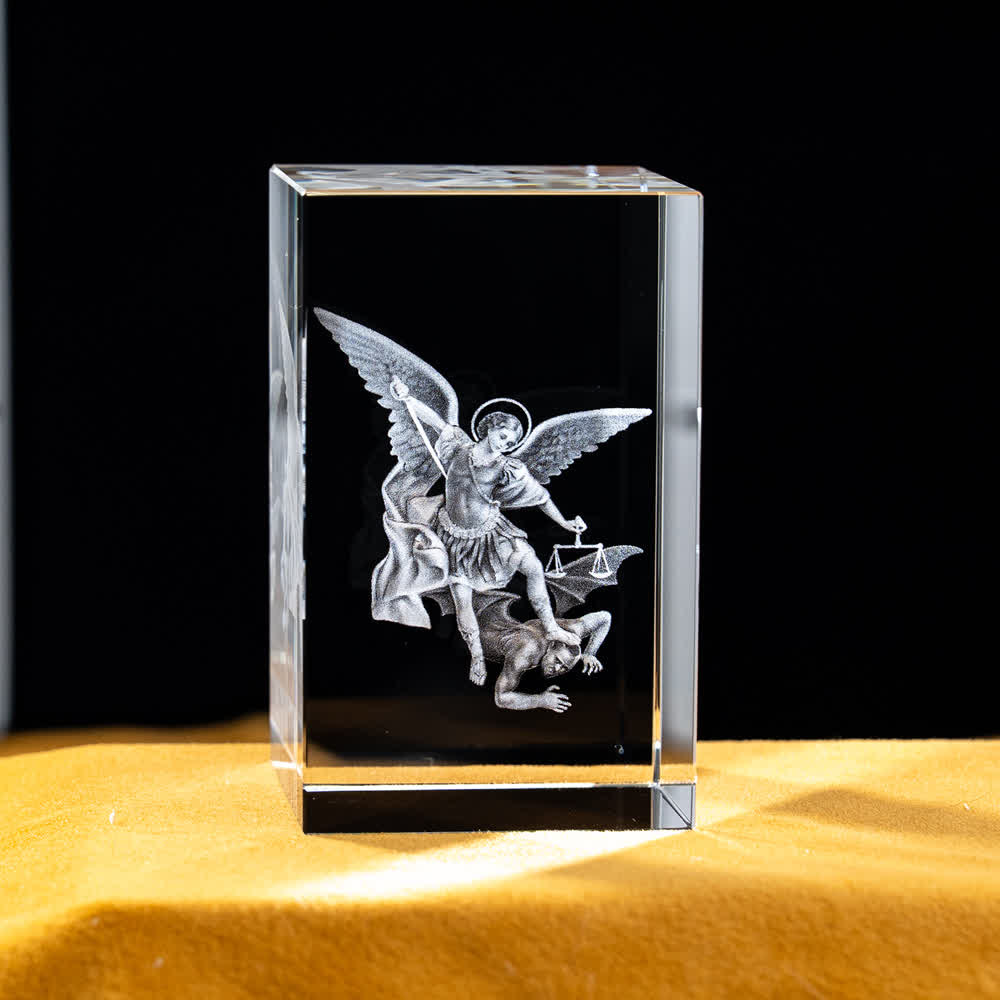 Christianartworkshop Multi-Design Engraved Sacred Crystal Figurine For Desktop Display & Devotional Home Decor - Saint Michael Archangel - 5x5x8cm - image 39
