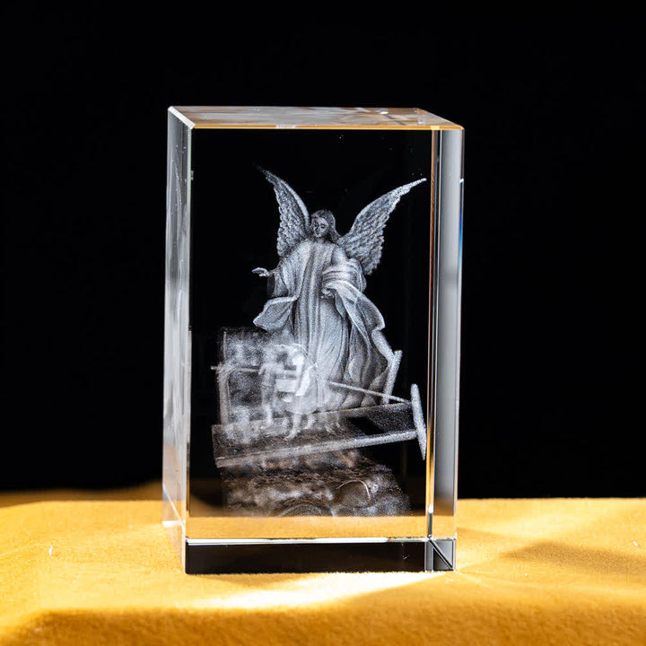 Christianartworkshop Multi-Design Engraved Sacred Crystal Figurine For Desktop Display & Devotional Home Decor - Guardian Angel - 5x5x8cm - image 36