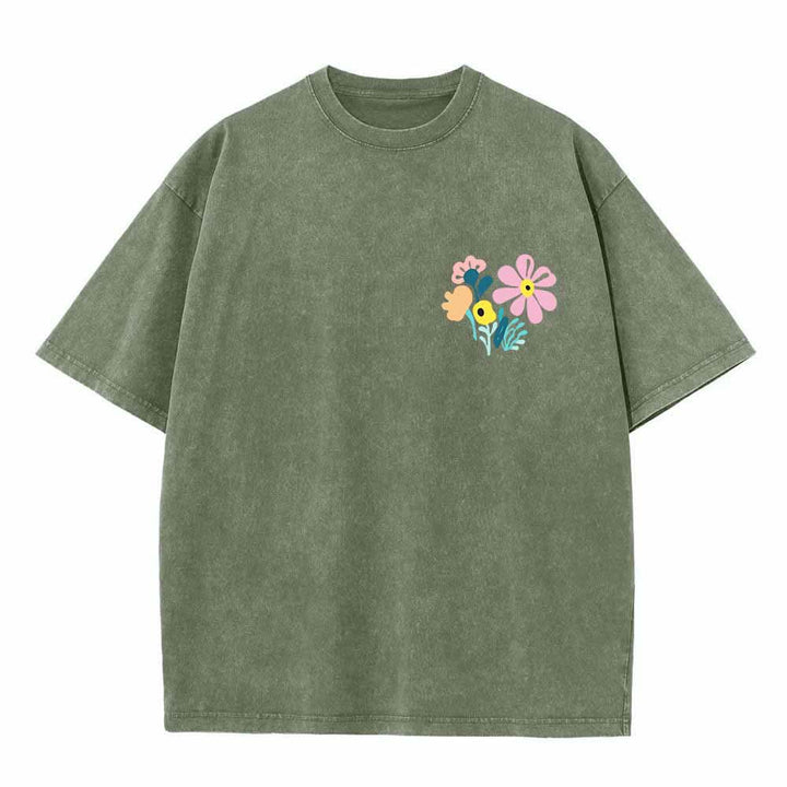 Christianartworkshop Give Thanks To The Lord Psalm 136:1 Small Chest Floral Back Vase Bouquet Dual-Sided Washed T-Shirt - image 14