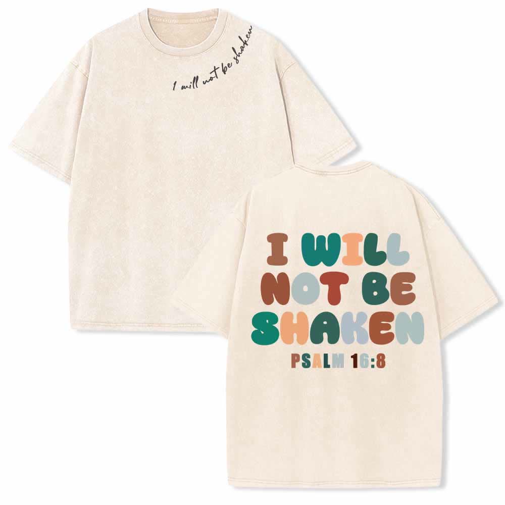 Christianartworkshop I Will Not Be Shaken Slant Shoulder Script Front Multicolor Bubble Letter Back Psalm 16:8 Dual-Sided Washed T-Shirt - Beige - 5XL - image 18