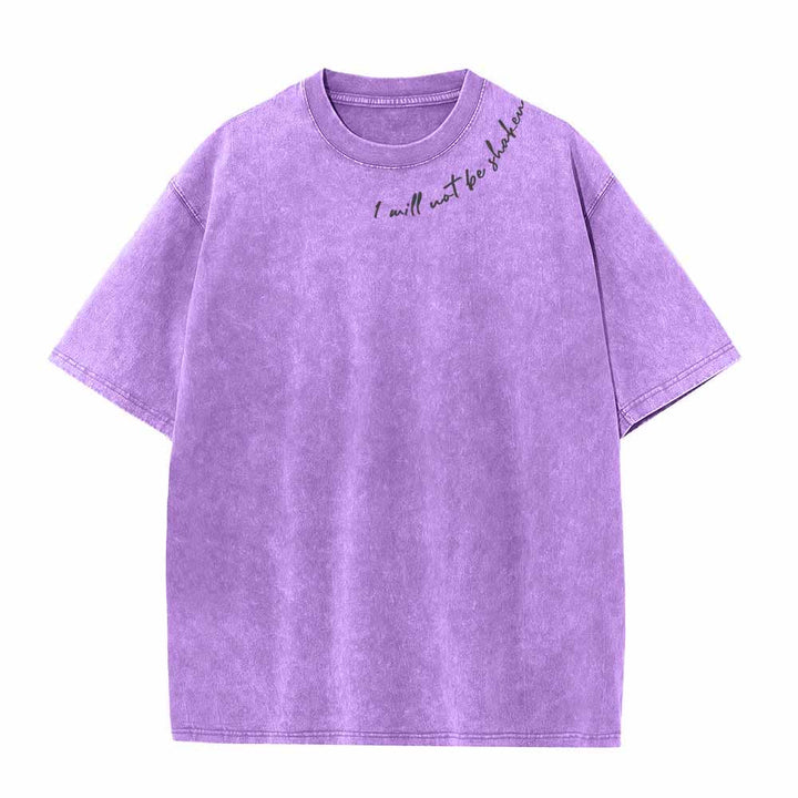 Christianartworkshop I Will Not Be Shaken Slant Shoulder Script Front Multicolor Bubble Letter Back Psalm 16:8 Dual-Sided Washed T-Shirt - image 23