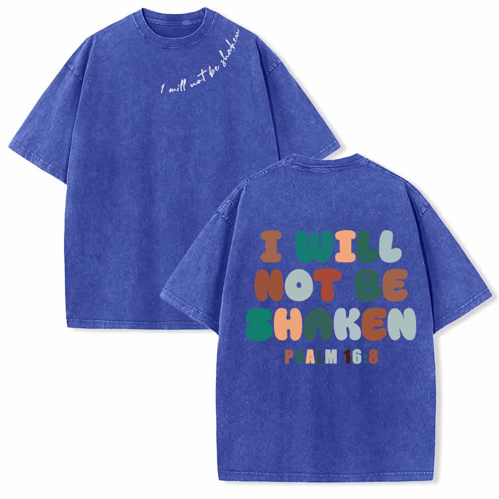 Christianartworkshop I Will Not Be Shaken Slant Shoulder Script Front Multicolor Bubble Letter Back Psalm 16:8 Dual-Sided Washed T-Shirt - Blue - 5XL - image 3