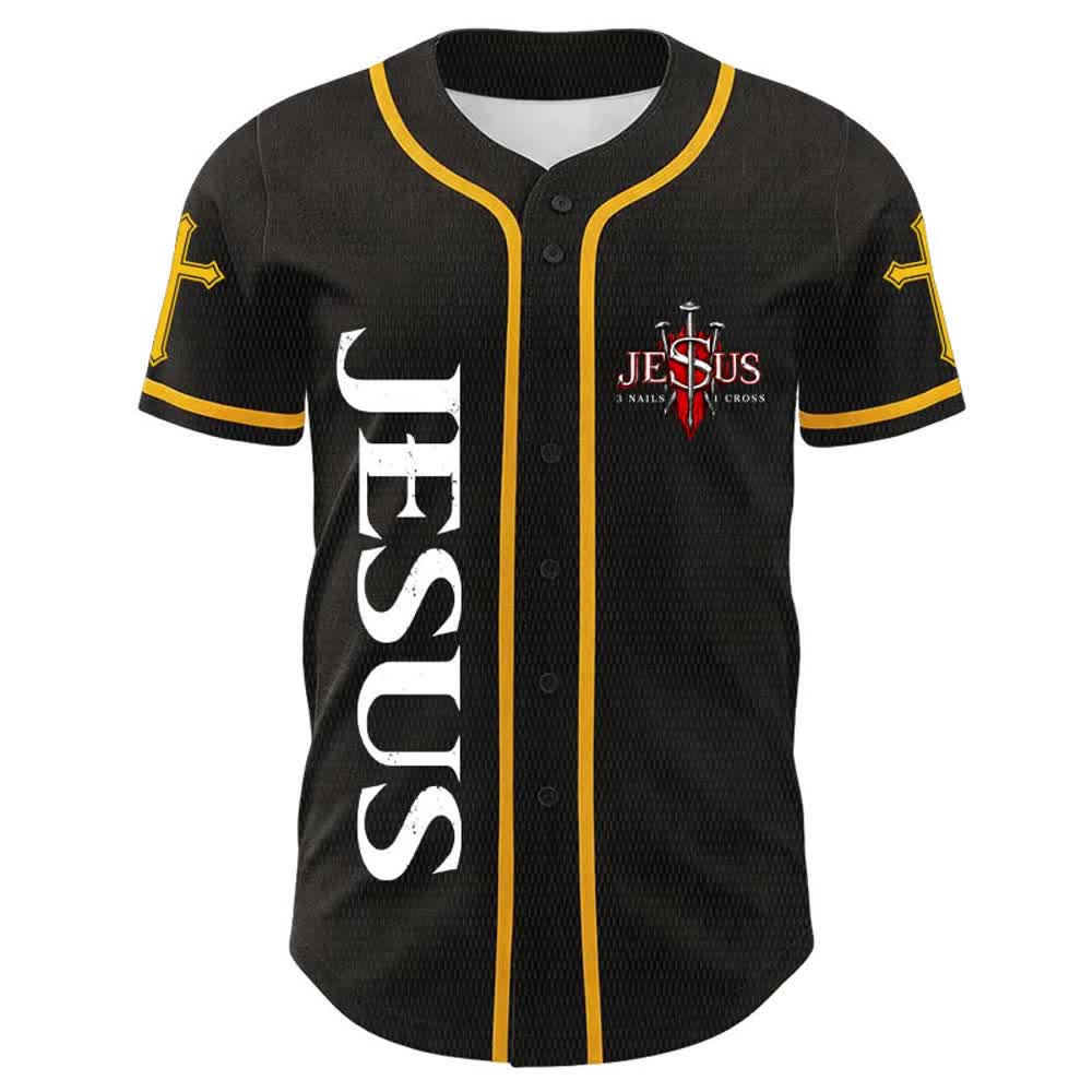 Christianartworkshop Jesus Is King John 14:6 3 Nails 1 Cross Unisex Baseball Jersey - image 4
