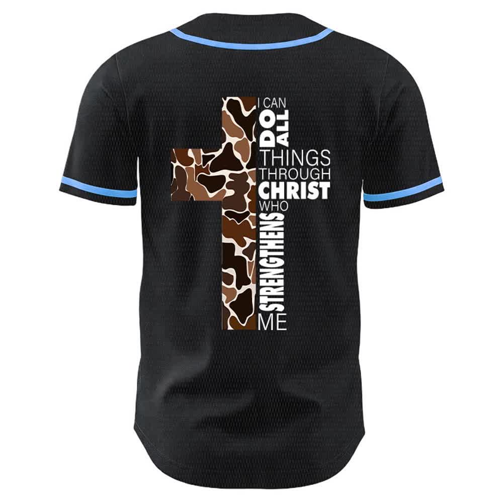 Christianartworkshop Leopard Print Cross I Can Do All Things Through Christ Unisex Baseball Jersey - image 13