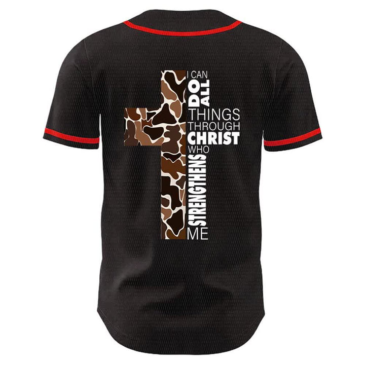 Christianartworkshop Leopard Print Cross I Can Do All Things Through Christ Unisex Baseball Jersey - image 7