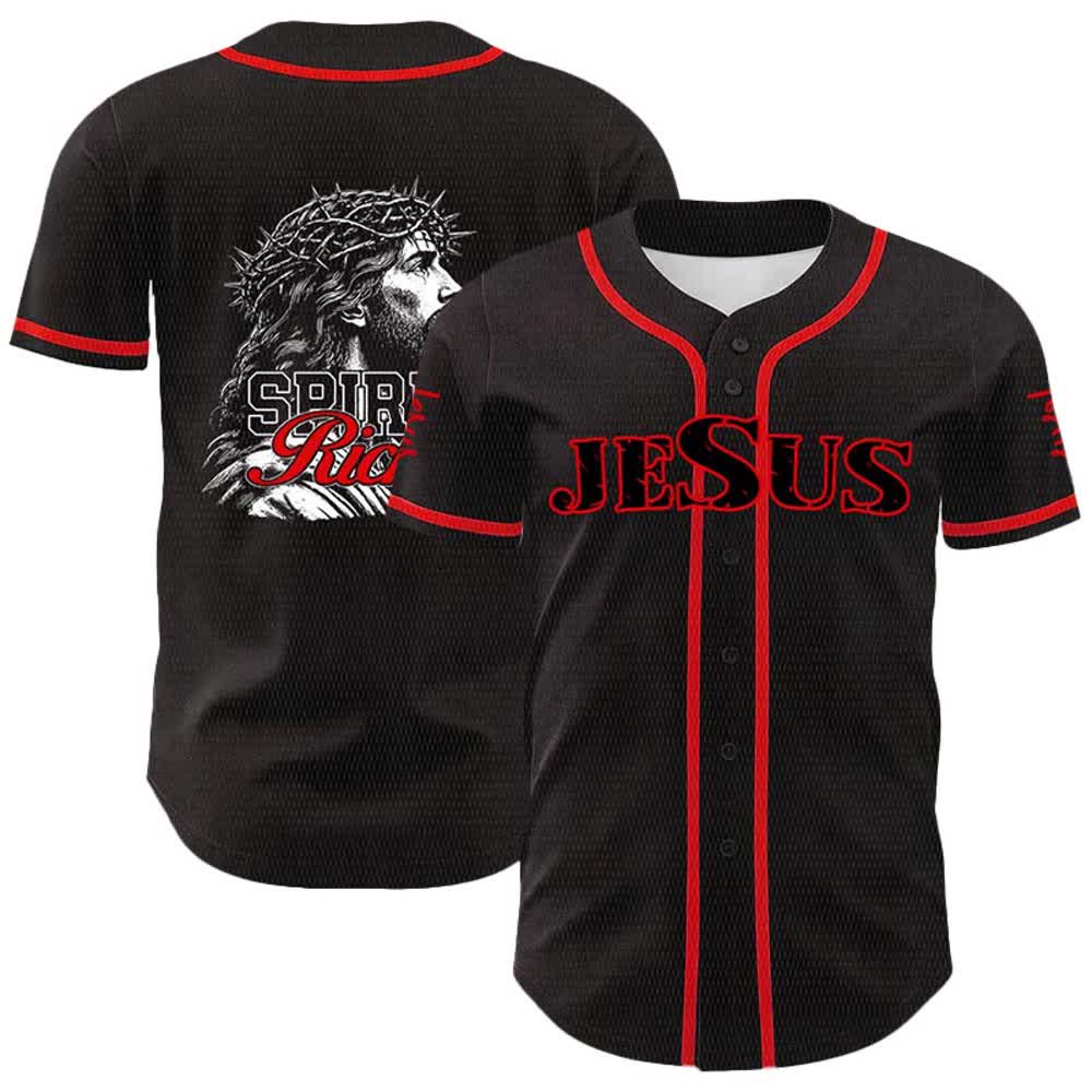 Christianartworkshop Jesus Spirit Rich Crown Of Thorns Portrait Unisex Baseball Jersey - Red - 5XL - image 9