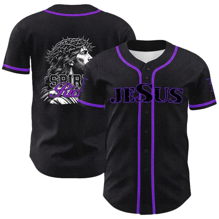 Christianartworkshop Jesus Spirit Rich Crown Of Thorns Portrait Unisex Baseball Jersey - Purple - 5XL - image 18