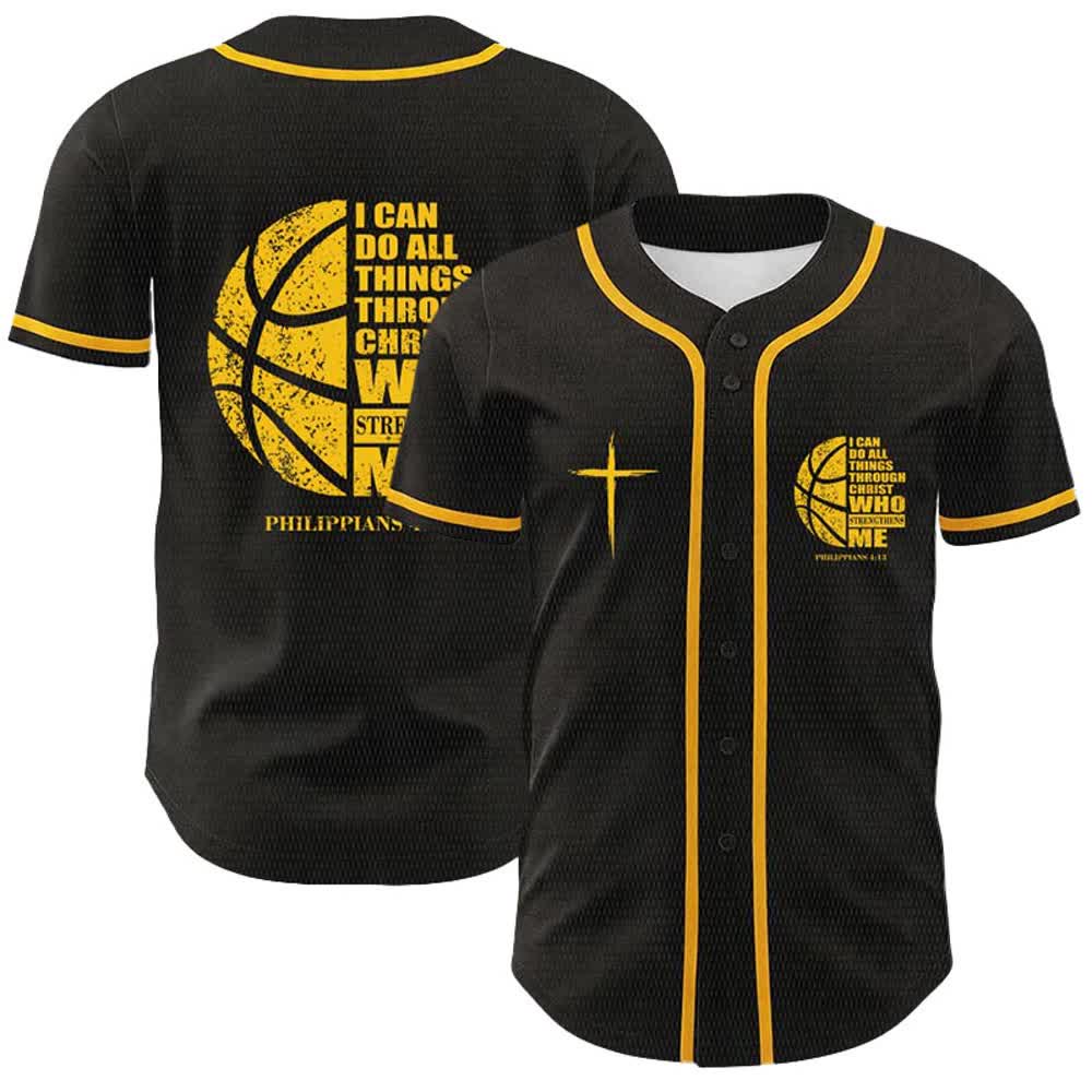 Christianartworkshop Basketball I Can Do All Things Through Christ Unisex Baseball Jersey - Yellow - 5XL - image 9