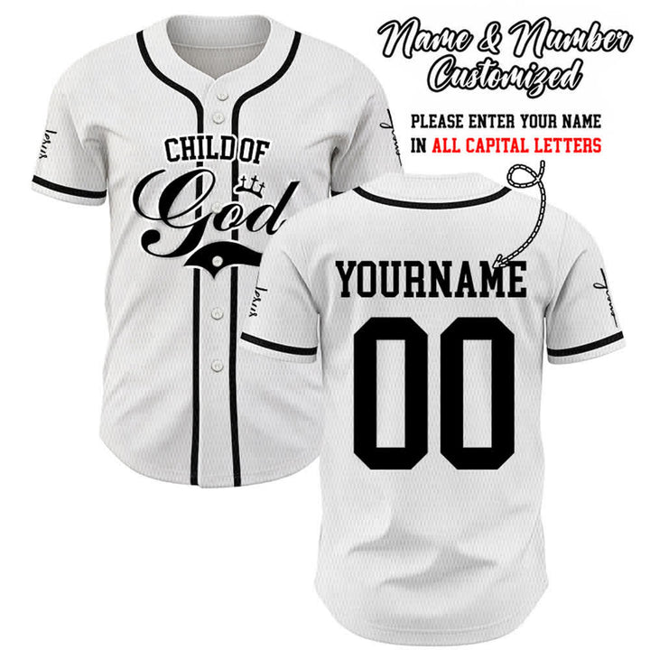 Christianartworkshop Child Of God Personalized Name Number Unisex Custom Baseball Jersey - White - 5XL - Name & Number Customized - image 0