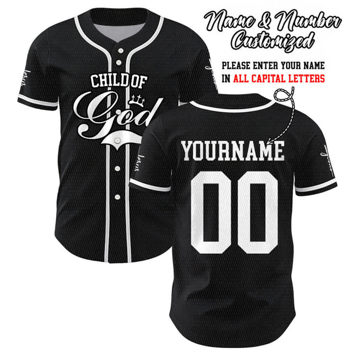Christianartworkshop Child Of God Personalized Name Number Unisex Custom Baseball Jersey - Black - 5XL - Name & Number Customized - image 8