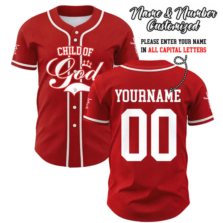 Christianartworkshop Child Of God Personalized Name Number Unisex Custom Baseball Jersey - Red - 5XL - Name & Number Customized - image 16