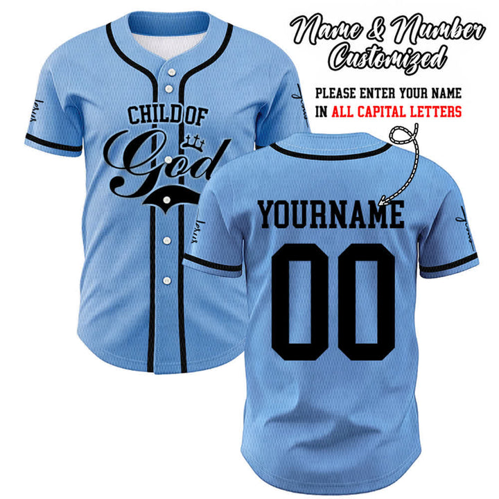 Christianartworkshop Child Of God Personalized Name Number Unisex Custom Baseball Jersey - Blue - 5XL - Name & Number Customized - image 31