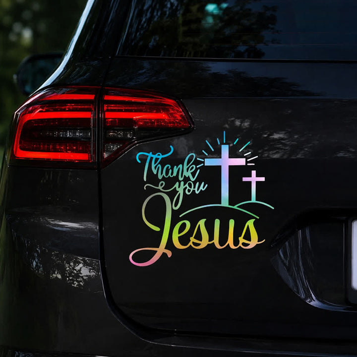 Christianartworkshop Thank You Jesus Cross & Sunburst Car Sticker - image 20