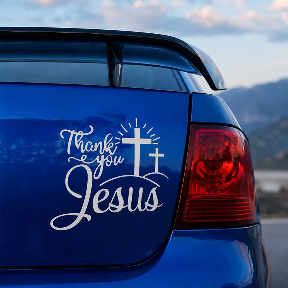 Christianartworkshop Thank You Jesus Cross & Sunburst Car Sticker - image 10