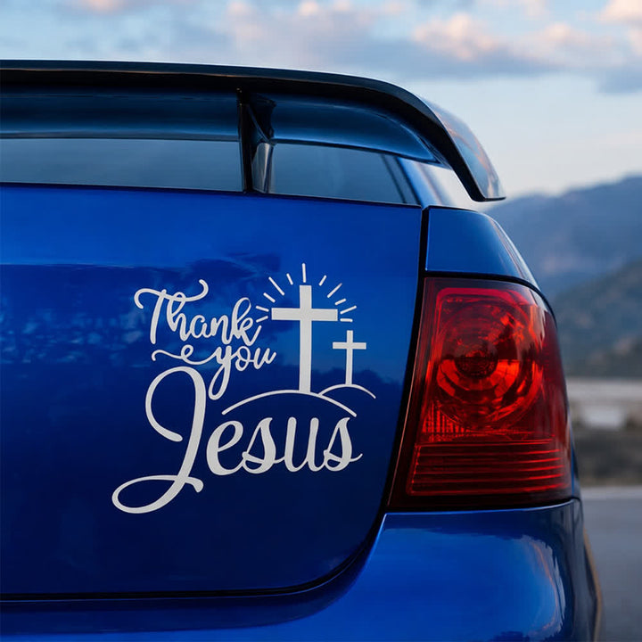 Christianartworkshop Thank You Jesus Cross & Sunburst Car Sticker - image 10