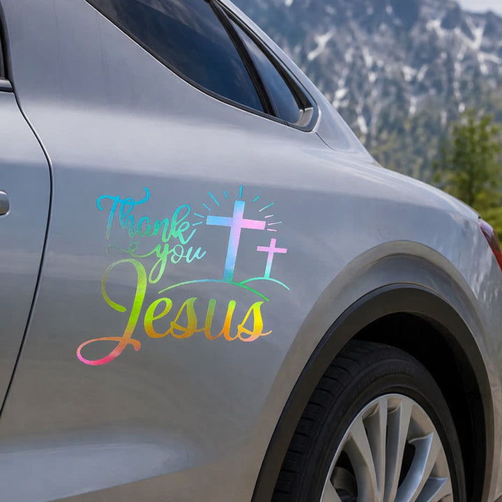 Christianartworkshop Thank You Jesus Cross & Sunburst Car Sticker - Multicolor - Set of 10 - 13*12cm - image 19