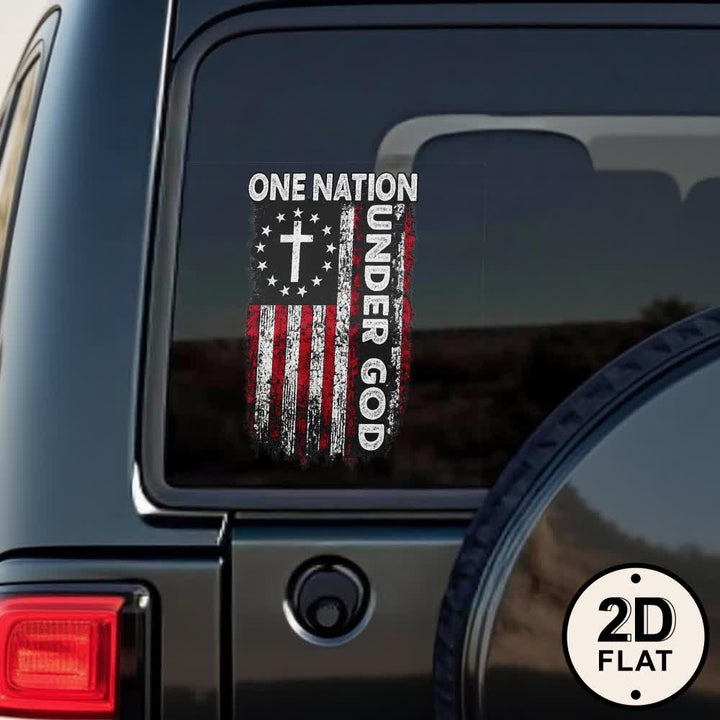 Christianartworkshop One Nation Under God American Flag Cross Car Sticker - Set of 10 - image 0