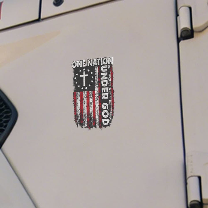 Christianartworkshop One Nation Under God American Flag Cross Car Sticker - image 2