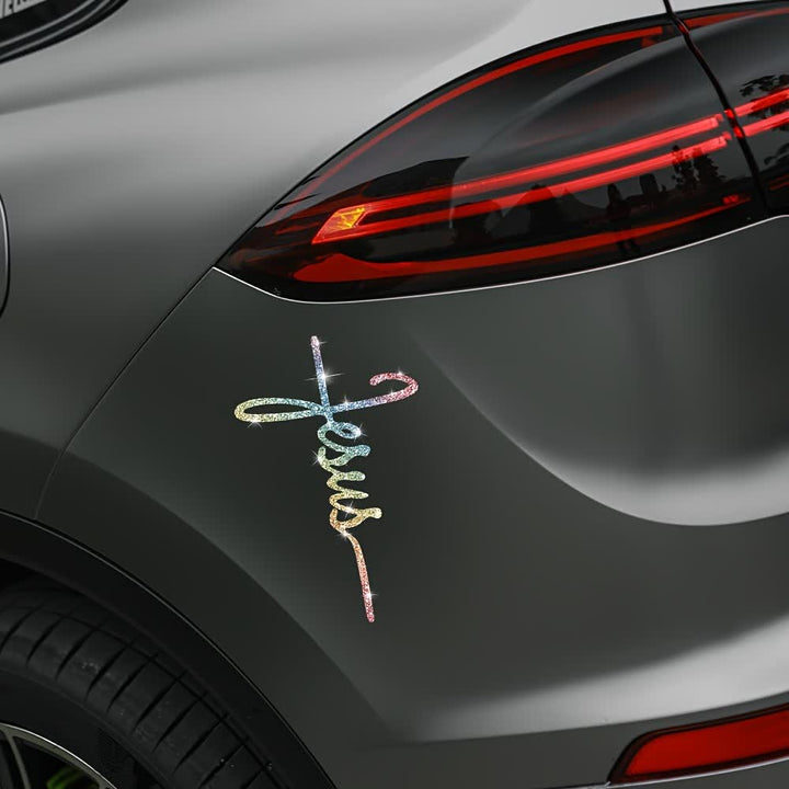 Christianartworkshop 2-Style Sparkly Jesus Cross Faith Car Sticker - image 4