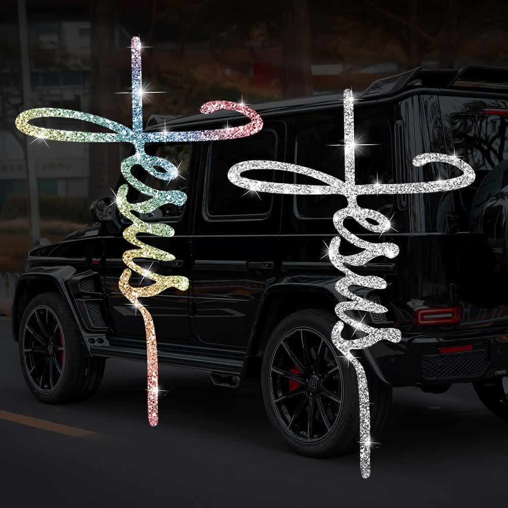 Christianartworkshop 2-Style Sparkly Jesus Cross Faith Car Sticker - image 5