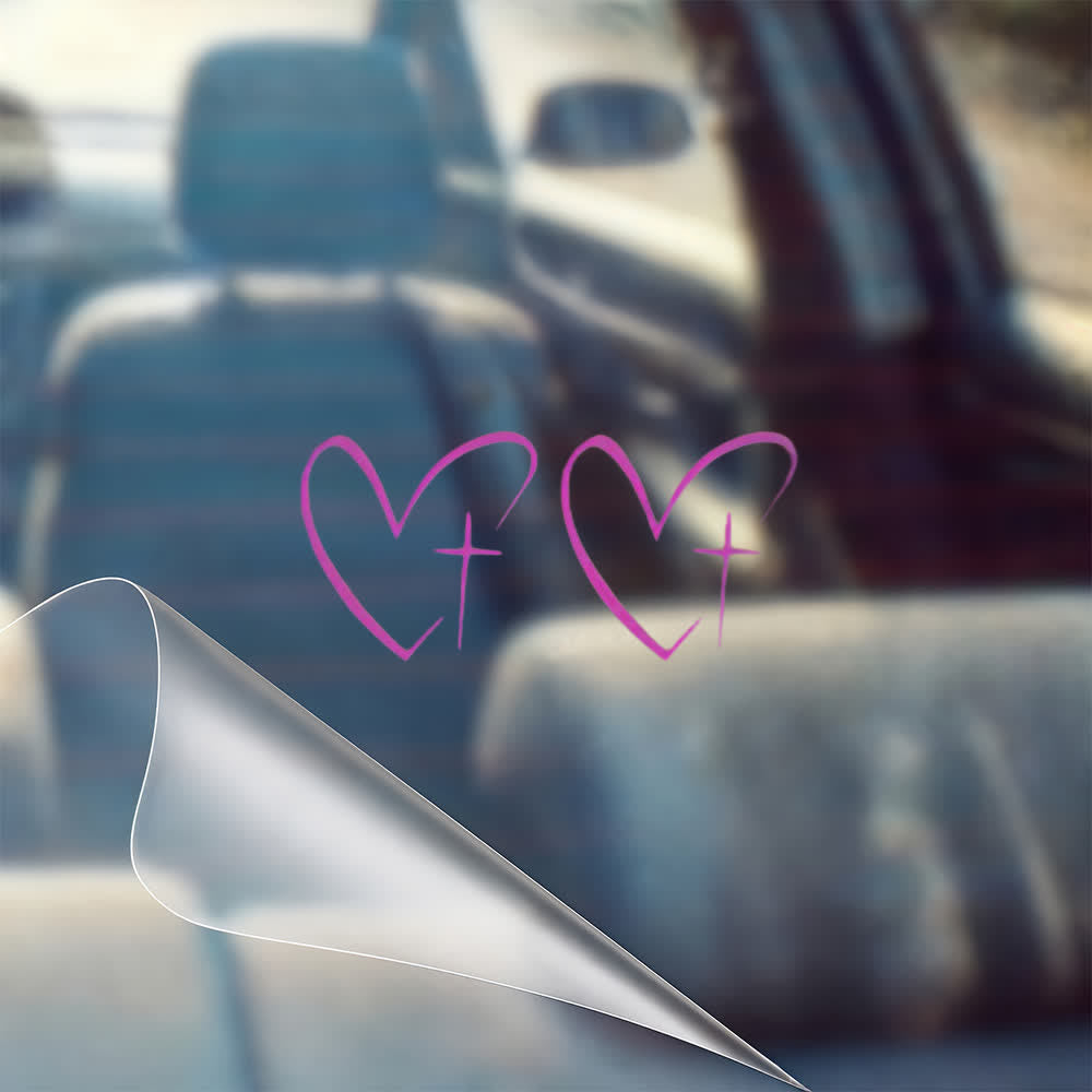 Christianartworkshop Minimalist Heart Cross Pair Car Sticker - image 13