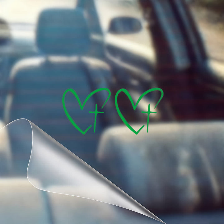 Christianartworkshop Minimalist Heart Cross Pair Car Sticker - Green - Set of 10 (20pcs) - image 4