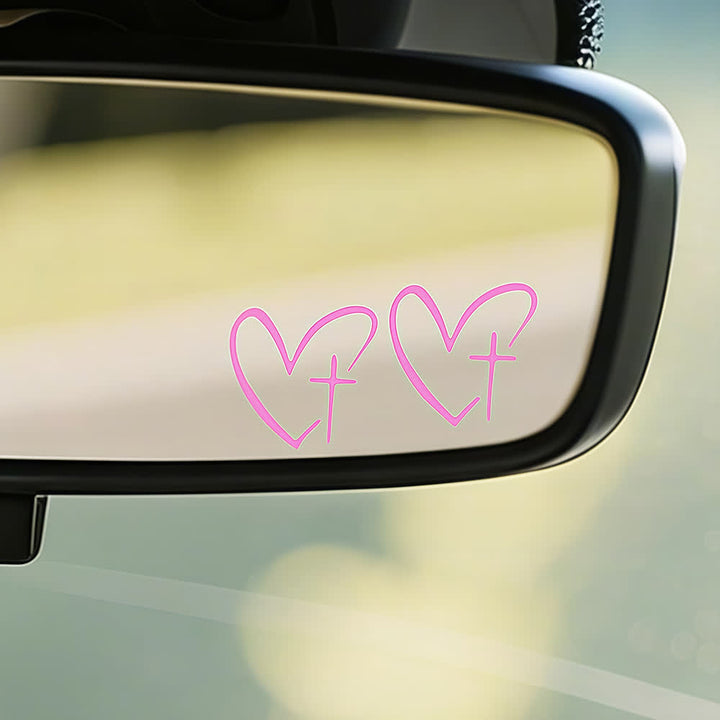 Christianartworkshop Minimalist Heart Cross Pair Car Sticker - image 6